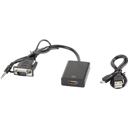Lanberg AD-0021-BK Adaptador VGA Macho a HDMI Hembra con Audio Lanberg AD-0021-BK Adaptador VGA Macho a HDMI Hembra con Audio